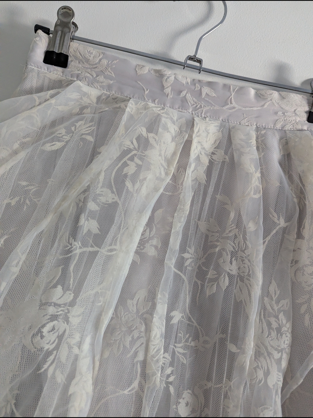 Silver Floral Velvet Chiffon Midi Skirt - Picture 5 of 7